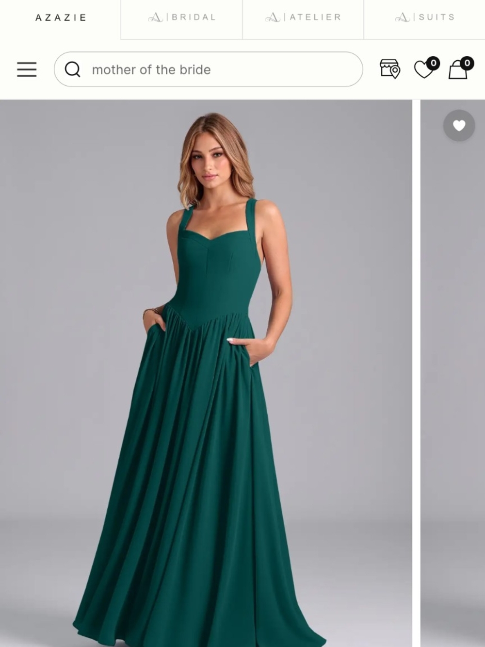 Azazie Emerald Green A Line Dress